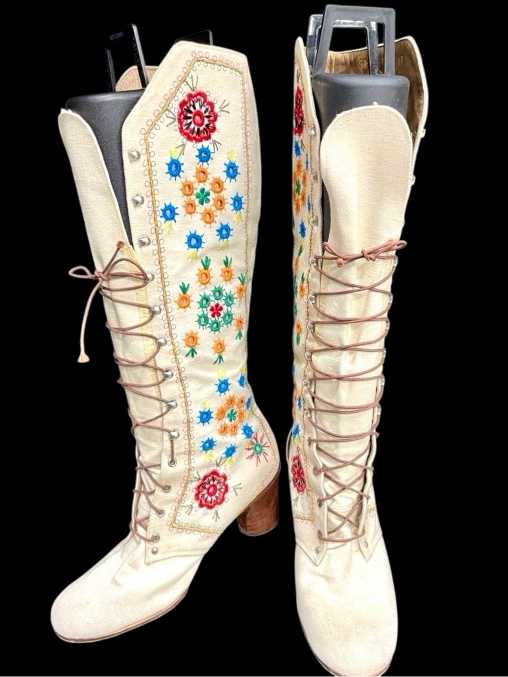 RARE Vintage 70s Jerry Edouard Henri Bendel Show Biz Embroidered Greece Boot - Picture 1 of 7